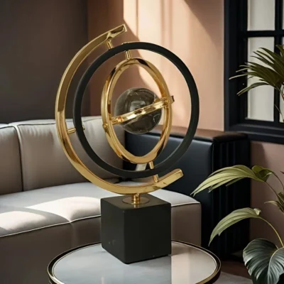 Modern Abstract Metal Globe Sculpture-2